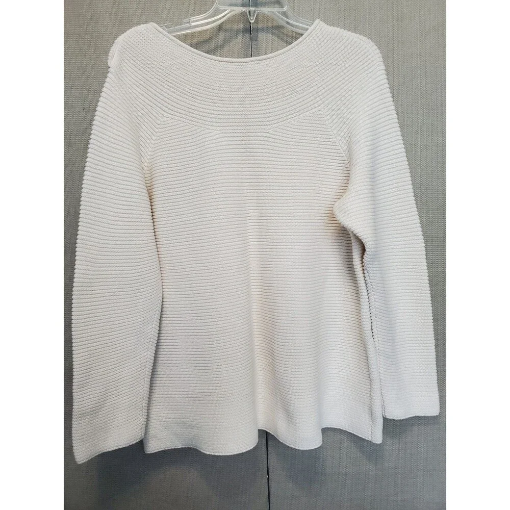 Talbots Woman Off-White 100% Cotton Boat Neck Pullover Sweater Size 1X
